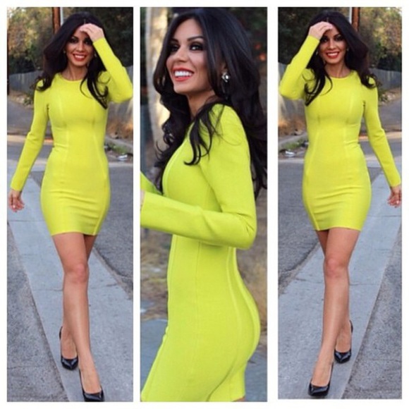 Neon Green Bandage Dress - Picture 2 of 2